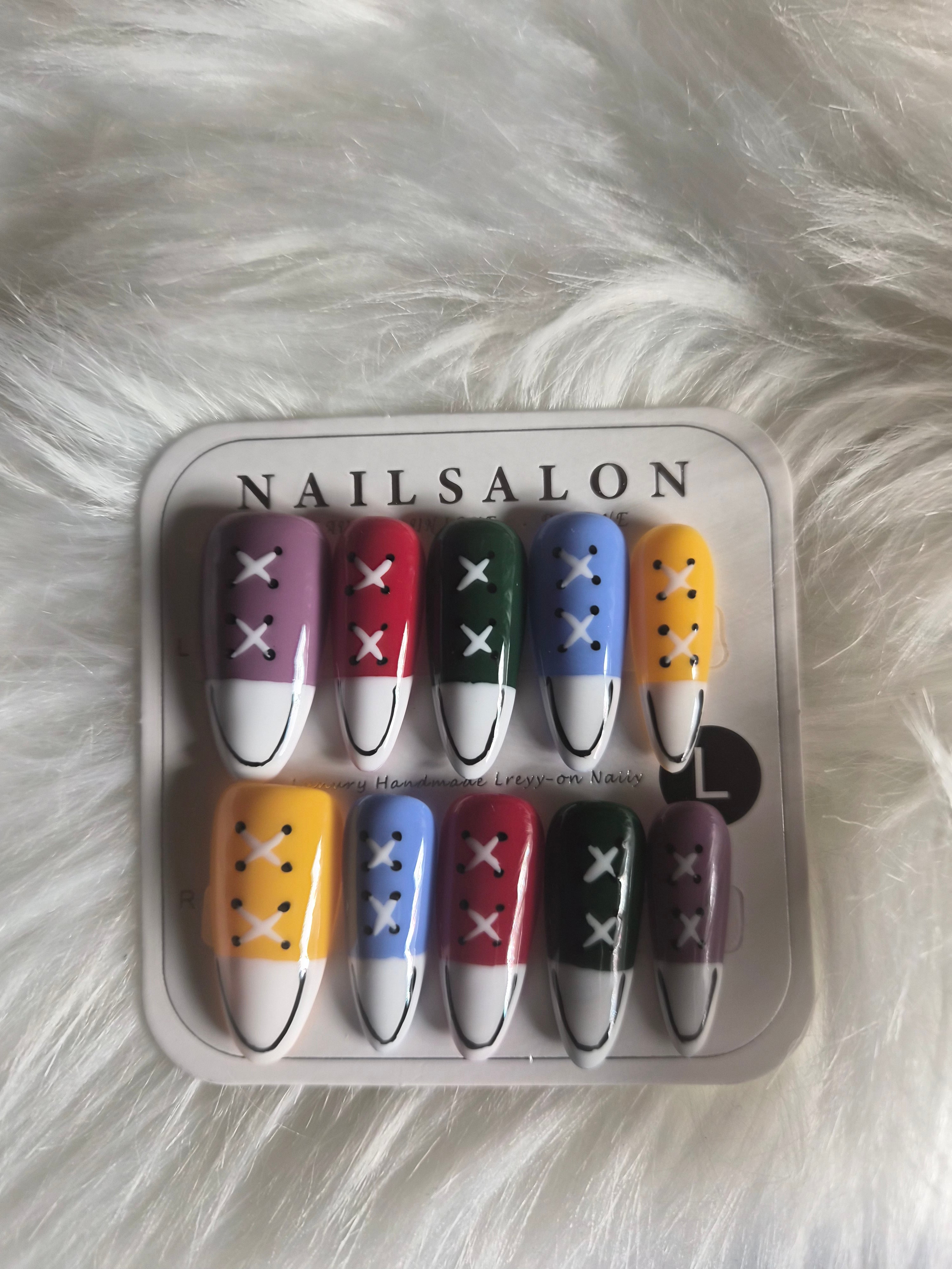 Colorful canvas sneaker 👟  nails